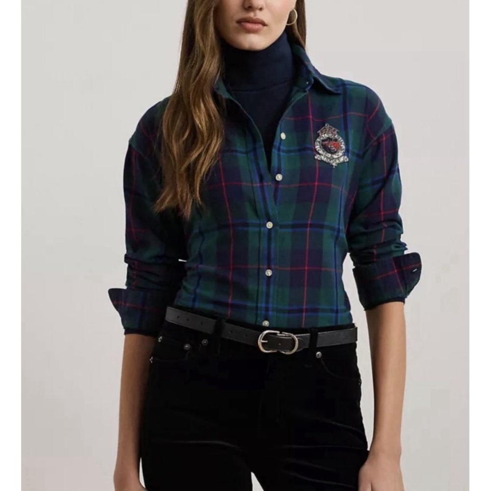 RALPH LAUREN RELAXED FIT BLACK WATCH PLAID SHIRT SZ S $165 Preppy